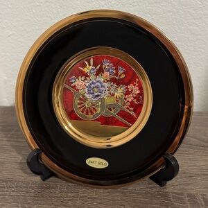 Decorative Black and Gold Plate Vintage